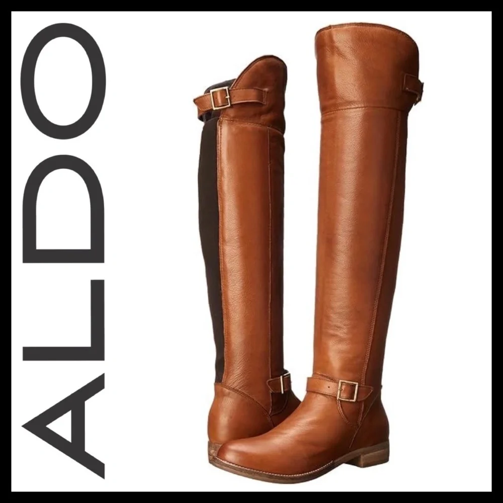 ALDO Gella Over The Knee Boots Color: Cognac - Picture 1 of 8